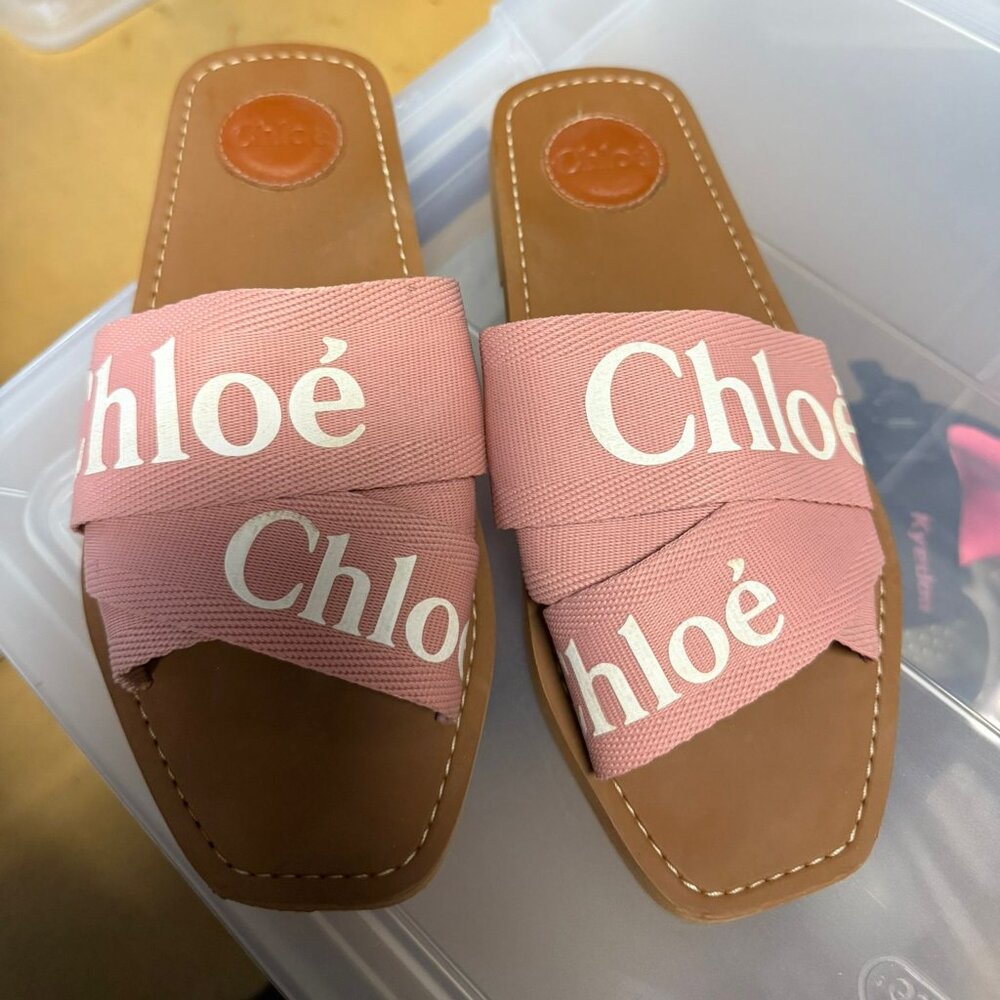 Chloe Cavas Pink Slide Sandals